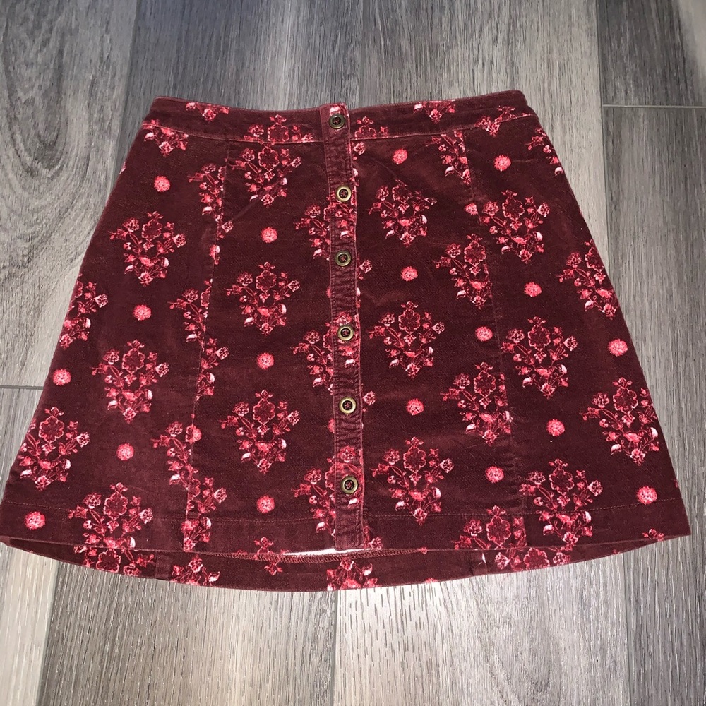 Velvet Flower Button Down Mini Skirt